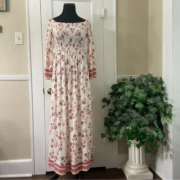 Altar’d State Floral Smocked Maxi Bell Sleeves Dress - Picture 14 of 16